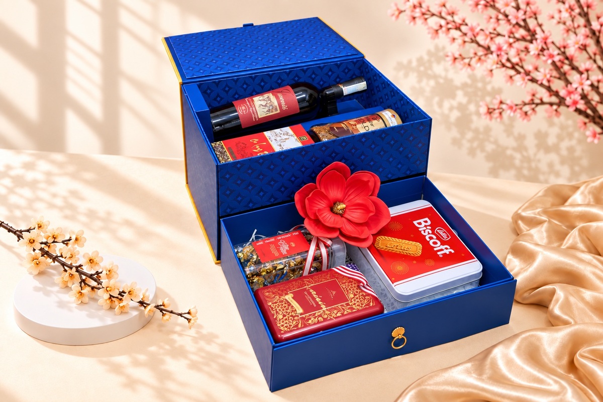 Hộp Quà Tết Đại Cát HQT2652 - Hộp quà 2 tầng 1 Hộp Quà Tết Đại Cát HQT2652 - Hộp quà 2 tầng