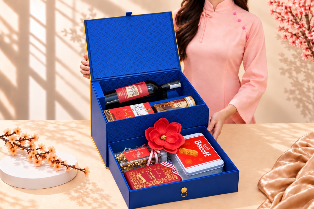 Hộp Quà Tết Đại Cát HQT2652 - Hộp quà 2 tầng 3 Hộp Quà Tết Đại Cát HQT2652 - Hộp quà 2 tầng - Ảnh 3