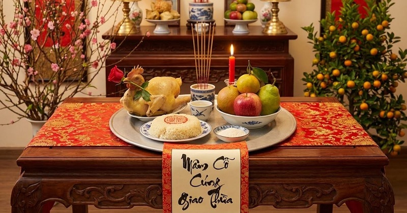 Mâm cỗ cúng giao thừa trong nhà