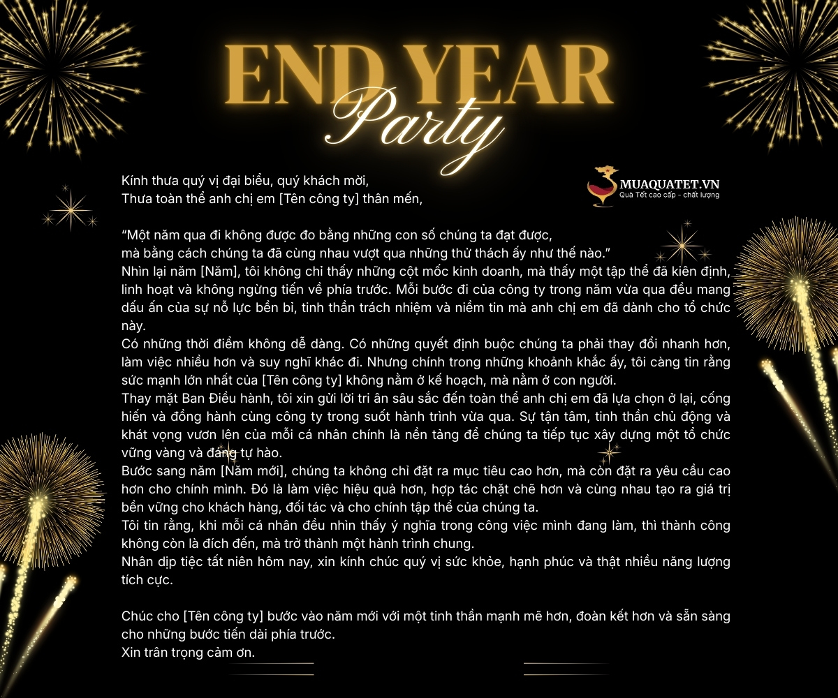 lời phát biểu của giám đốc trong tiệc tất niên