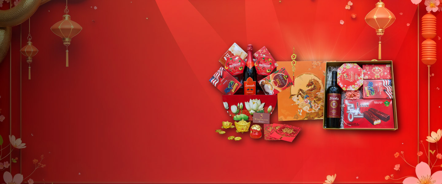 Banner quà Tết màu đỏ